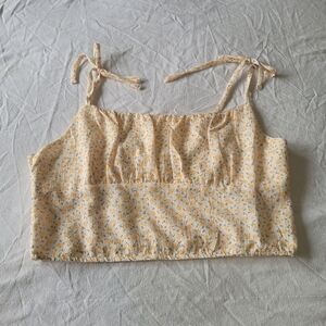 Elodie Cropped Cami Tank Womens Size L Floral Cottage Core Milkmaid Coquette